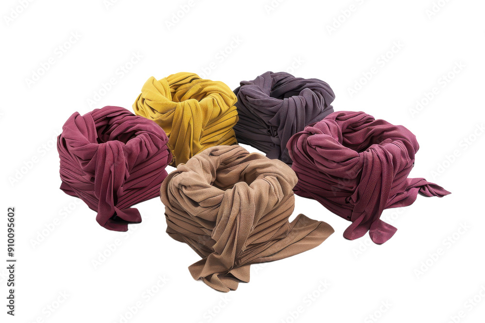 Stack of folded clothes in soft pastel colors on a white background. Stack of folded clothes in soft pastel colors on a white background.