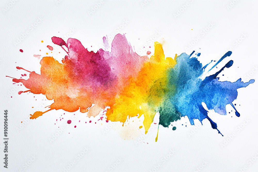 Fototapeta premium Colorful watercolor splash in a dynamic design Water color on white background
