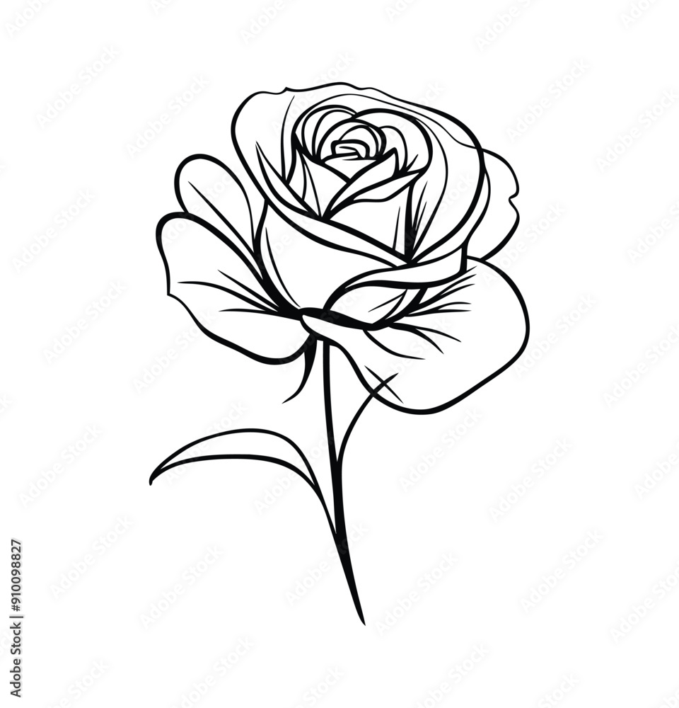 Simple hand drawn flowers outline drawing illustration Simple hand drawn flowers outline drawing illustration