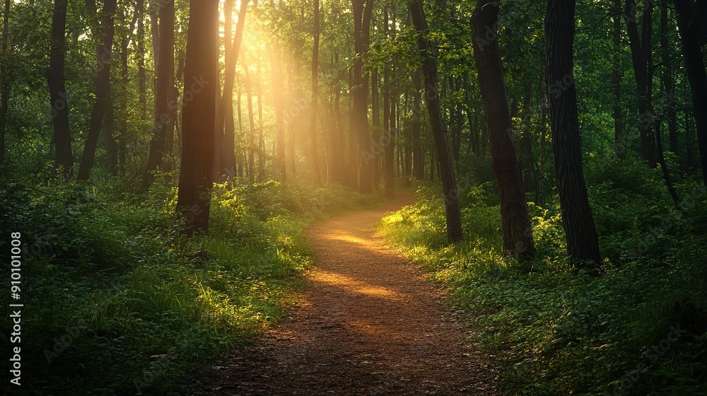 Forest Path at Dawn: A sunbeam pierces through the dense canopy of a forest, illuminating a winding path leading into the unknown.
Forest Path at Dawn: A sunbeam pierces through the dense canopy of a forest, illuminating a winding path leading into the unknown.