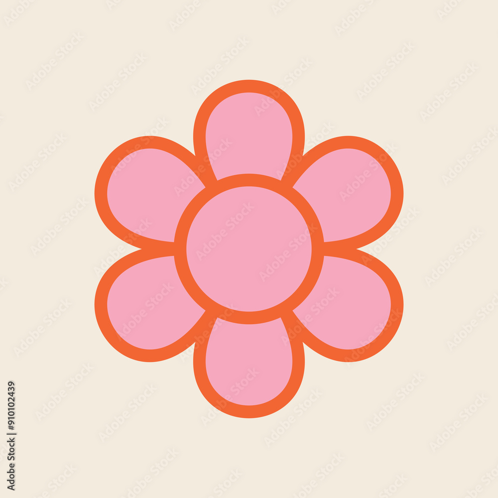 70s Retro Flower Clipart Elements Vector Design, in cream, pink and orange, floral icon 70s Retro Flower Clipart Elements Vector Design, in cream, pink and orange, floral icon