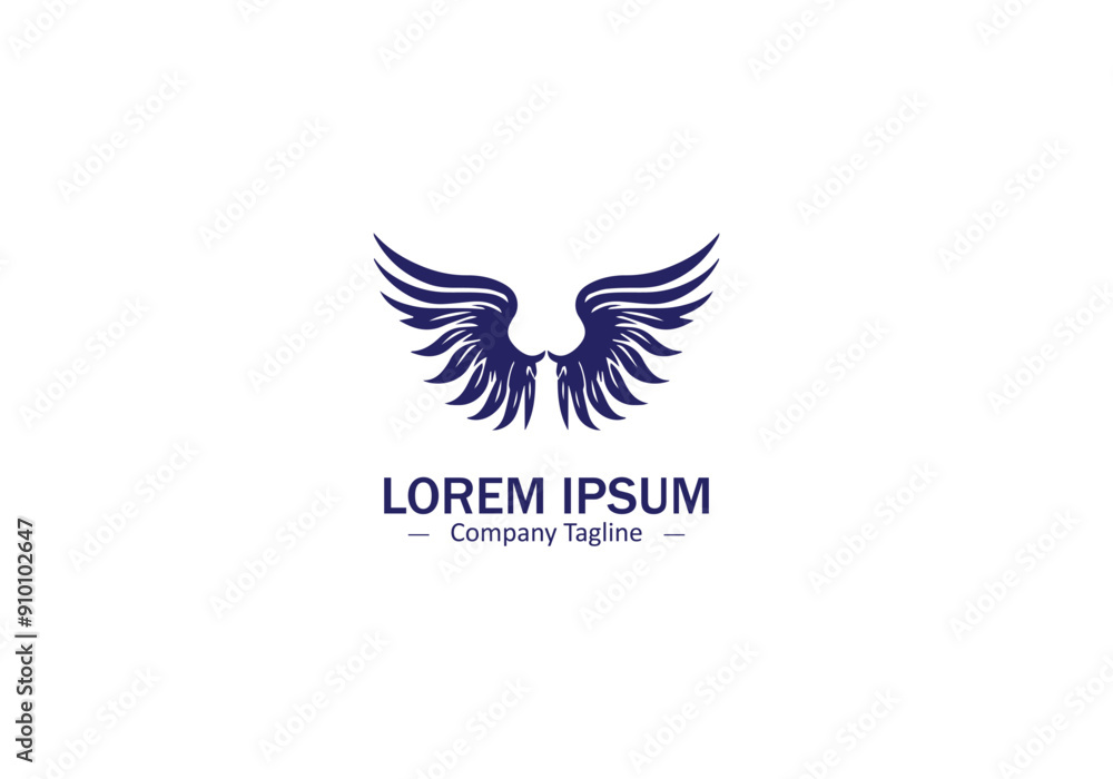 Modern Wing Feather Silhouette Design in Simple Vector Icon Style Modern Wing Feather Silhouette Design in Simple Vector Icon Style