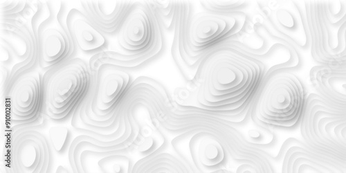 Abstract geometric layered curve line white background. 3d render, paper cut vector art background banner texture. multi layer cutout geometric patterns with smooth wavy layer. white background.