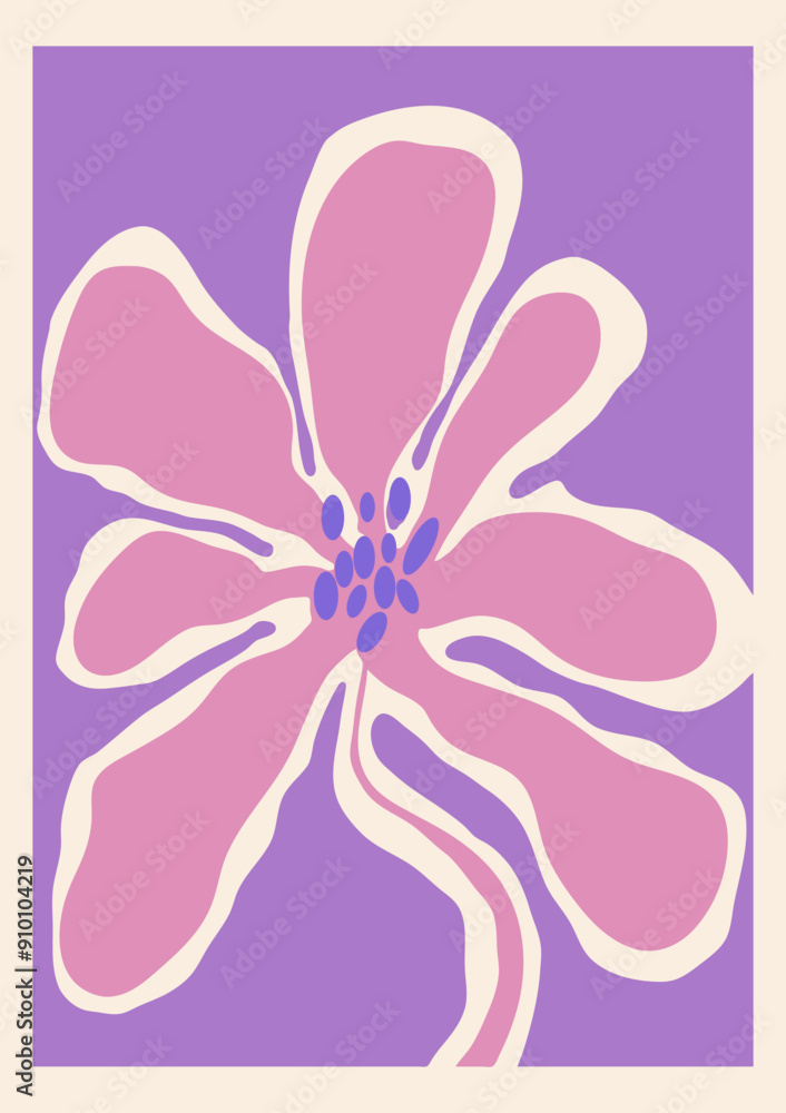 Hand drawn botanical flower framed minimal art print . Hand drawn leaves shapes matisse style, naive art, contemporary backgrounds. Rose vector illustration Hand drawn botanical flower framed minimal art print . Hand drawn leaves shapes matisse style, naive art, contemporary backgrounds. Rose vector illustration