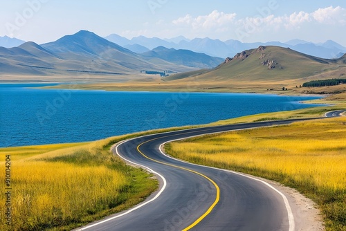 Beautiful Scenery along the Lake Hulun Shore, China 