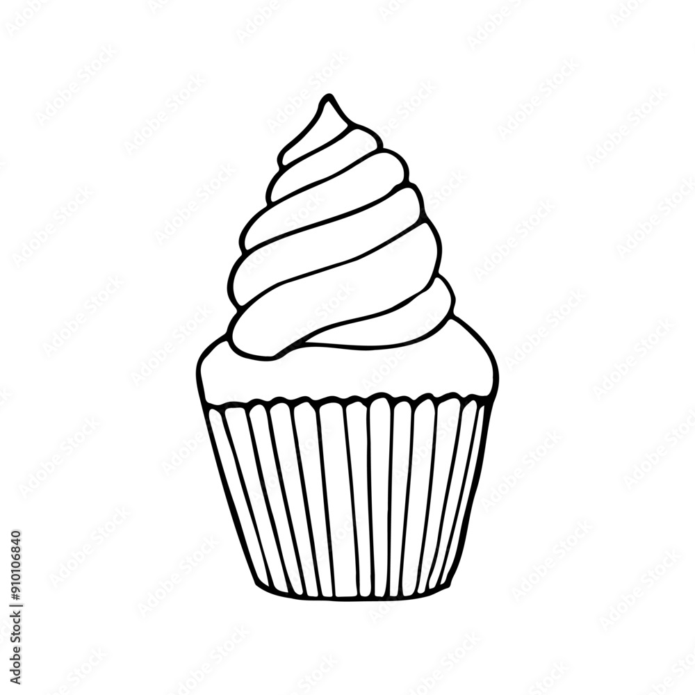 cream covered muffin - Hand Drawn Doodle cream covered muffin - Hand Drawn Doodle