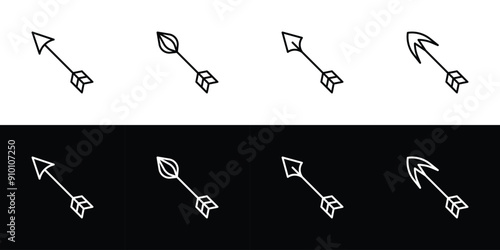 Arrow icon set. Flat design symbol collection isolated on black and white background.
