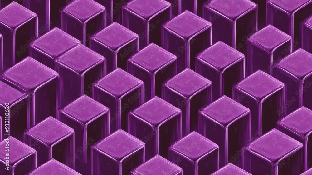 Purple geometric pattern with repetitive cubes Purple geometric pattern with repetitive cubes