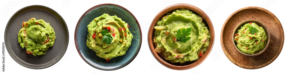 Bowl of quacamole isolated on a transparent background, png Bowl of quacamole isolated on a transparent background, png