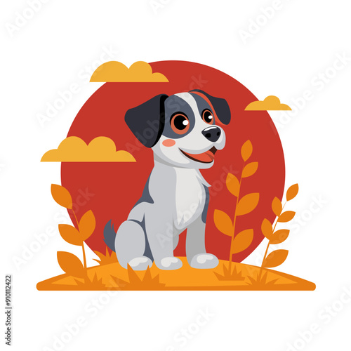 The dog, funny vector Illustration of farmyard animals for kids, posters, logo