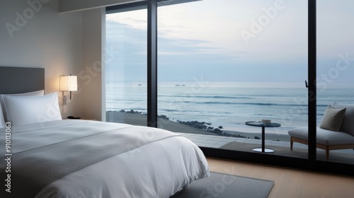 Relaxing Beach View From a Cozy Chair in a Modern Living Space