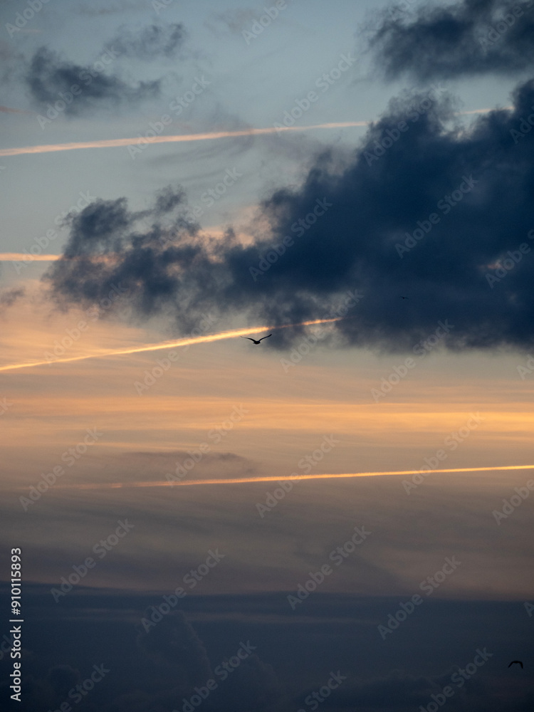 Contrails or vapor trails, line-shaped clouds produced by aircraft Contrails or vapor trails, line-shaped clouds produced by aircraft