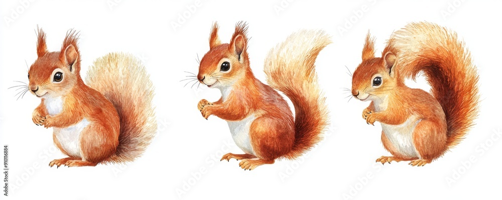 This watercolour illustration of three squirrels on a white background can be downloaded as a transparent PNG file, part of a bundle of generative AI animal clipart This watercolour illustration of three squirrels on a white background can be downloaded as a transparent PNG file, part of a bundle of generative AI animal clipart