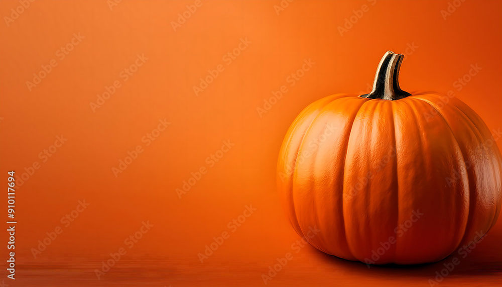 Halloween pumpkin on an orange background. Generous copy space. Banner design ideal Halloween pumpkin on an orange background. Generous copy space. Banner design ideal
