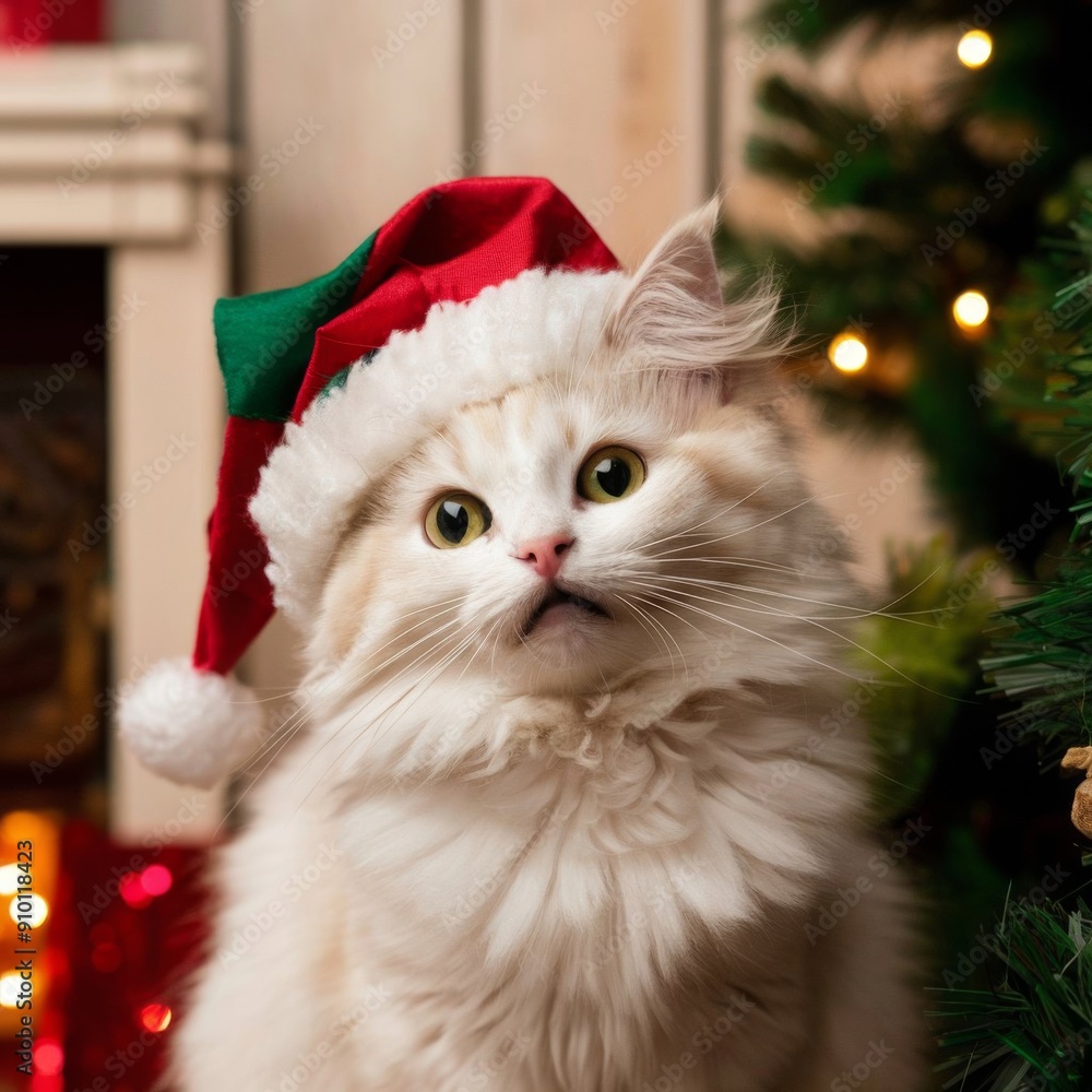 Portrait of Christmas Cat Portrait of Christmas Cat