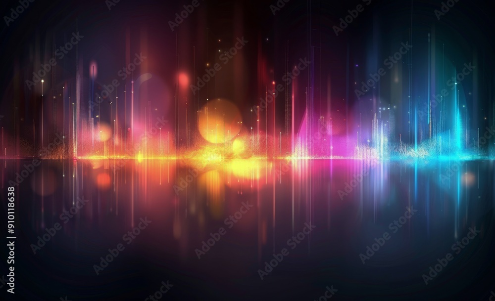 Vibrant Sound Waves Visualized in Dynamic Colors and Lights at Night Vibrant Sound Waves Visualized in Dynamic Colors and Lights at Night
