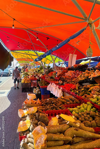 Curacao with the typical weekly market stalls and fresh fruit