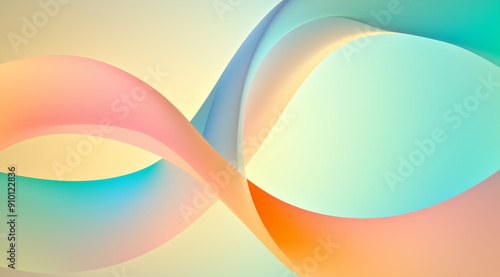 Abstract geometric background in pastel tones, rounded shapes, dynamic waves.