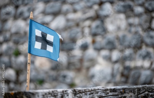 Weathered Blue and White Wooden Planks in Rustic Setting