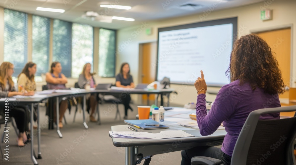An educator conducting a professional development workshop for fellow teachers in a well-lit conference room with engaging presentations and interactive discussions the scene highlights the An educator conducting a professional development workshop for fellow teachers in a well-lit conference room with engaging presentations and interactive discussions the scene highlights the