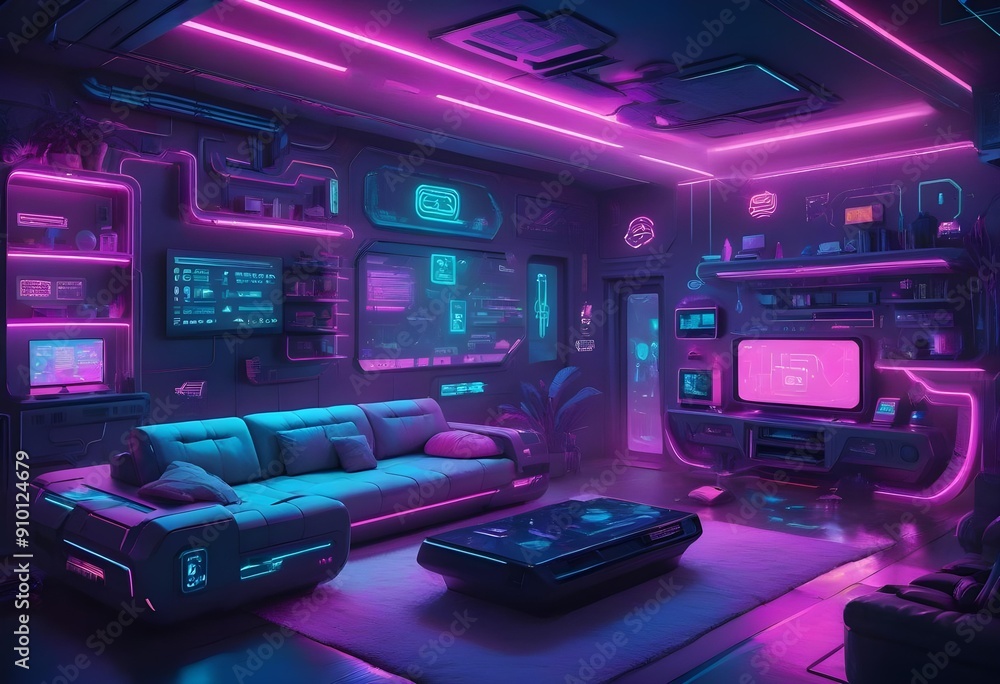 A futuristic and high-tech living room A futuristic and high-tech living room