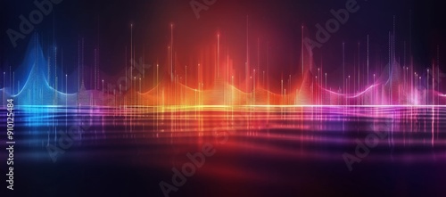 Vibrant Sound Waves With Colorful Spectrum in Dark Background