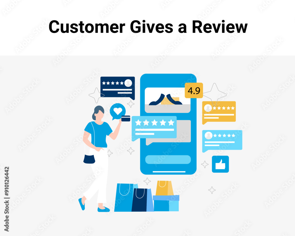 Customer Gives a Review Illustration Customer Gives a Review Illustration