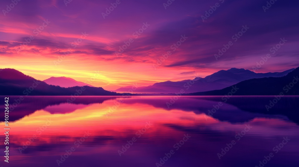 Serene Sunset Reflects in Still Lake Water - Breathtaking Landscape Photography Serene Sunset Reflects in Still Lake Water - Breathtaking Landscape Photography