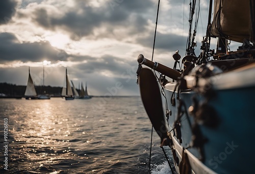 im segeln sturm sailboat sailing vessel sea mistral mediterranean bora spray leash balustrade rope storm dew water wave wind yacht adria croatia angular sail splash stamper windy yard