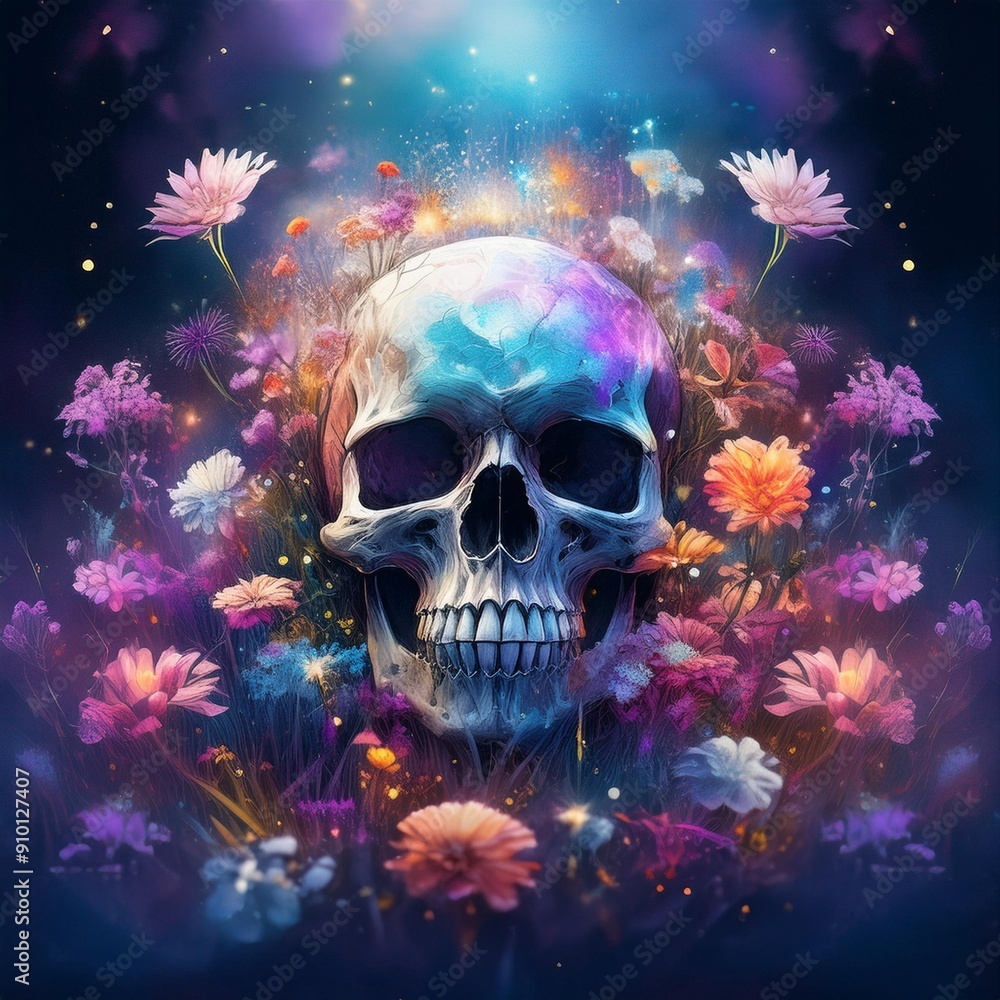Skeleton in Flower Field Forest Skeleton in Flower Field Forest