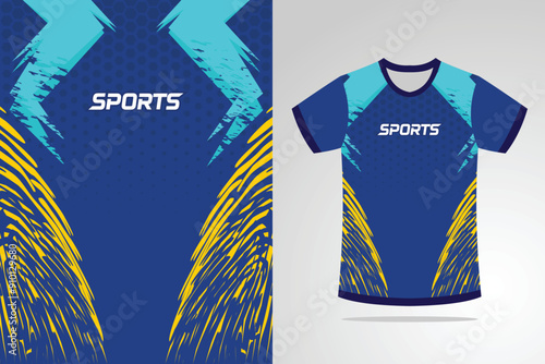 Tshirt mockup abstract grunge sport jersey design for football soccer, racing, esports, running, red blue color Vector Template EPS 10