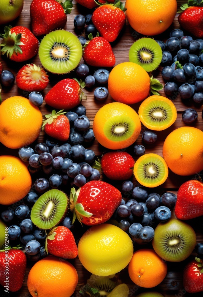 dynamic splash vibrant fruits displayed colorful arrangement water droplets vivid colors, berries, oranges, lemons, kiwis, apples, grapes, pears, bananas dynamic splash vibrant fruits displayed colorful arrangement water droplets vivid colors, berries, oranges, lemons, kiwis, apples, grapes, pears, bananas