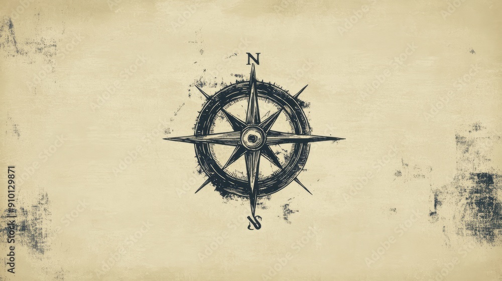 Fototapeta Vintage Distressed Compass Illustration -  Vector Graphic Download