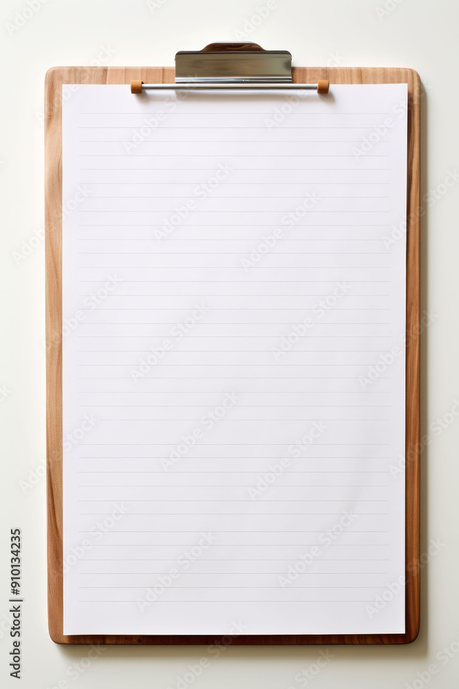 Blank lined paper on a clipboard with a wooden frame. Blank lined paper on a clipboard with a wooden frame.