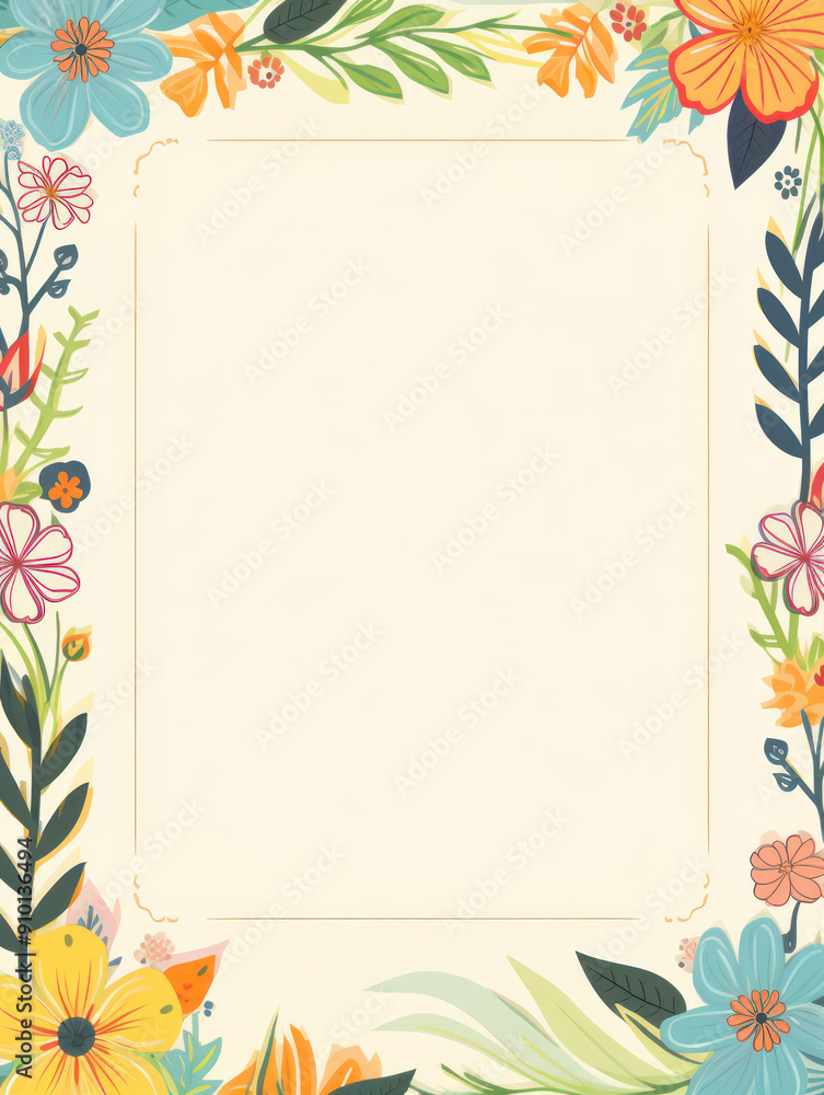 Obraz premium Floral border with copy space for greeting, invitation, or message.