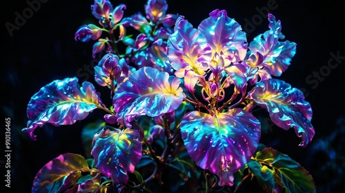 a photo of iridescent wisteriaflower centered on a cle background photo