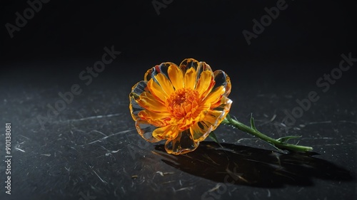 a photo of a single marigoldflower centered on a clean background photo