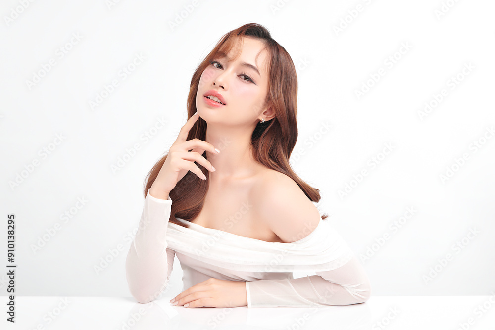 Beautiful young asian woman with clean fresh skin on white background, Face care, Facial treatment, Cosmetology, beauty and spa, Asian women portrait. Beautiful young asian woman with clean fresh skin on white background, Face care, Facial treatment, Cosmetology, beauty and spa, Asian women portrait.