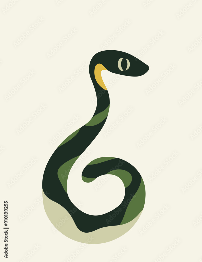 Fototapeta premium ヘビのベクターイラスト, はがきサイズ, 年賀状