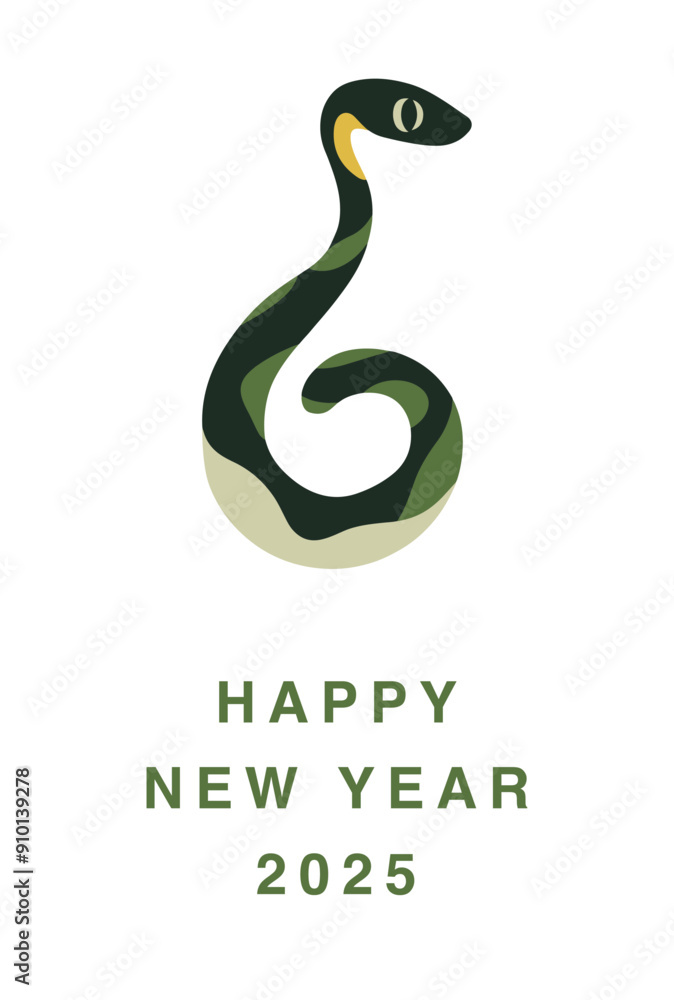 Fototapeta premium 年賀状 2025, ヘビ, 巳, 干支, 新年