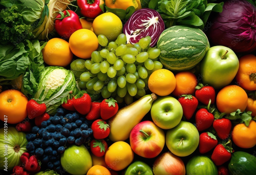 vibrant eye view fresh farm produce displaying array colorful fruits vegetables lush green environment, organic, harvest, field, plant, healthy, agriculture vibrant eye view fresh farm produce displaying array colorful fruits vegetables lush green environment, organic, harvest, field, plant, healthy, agriculture