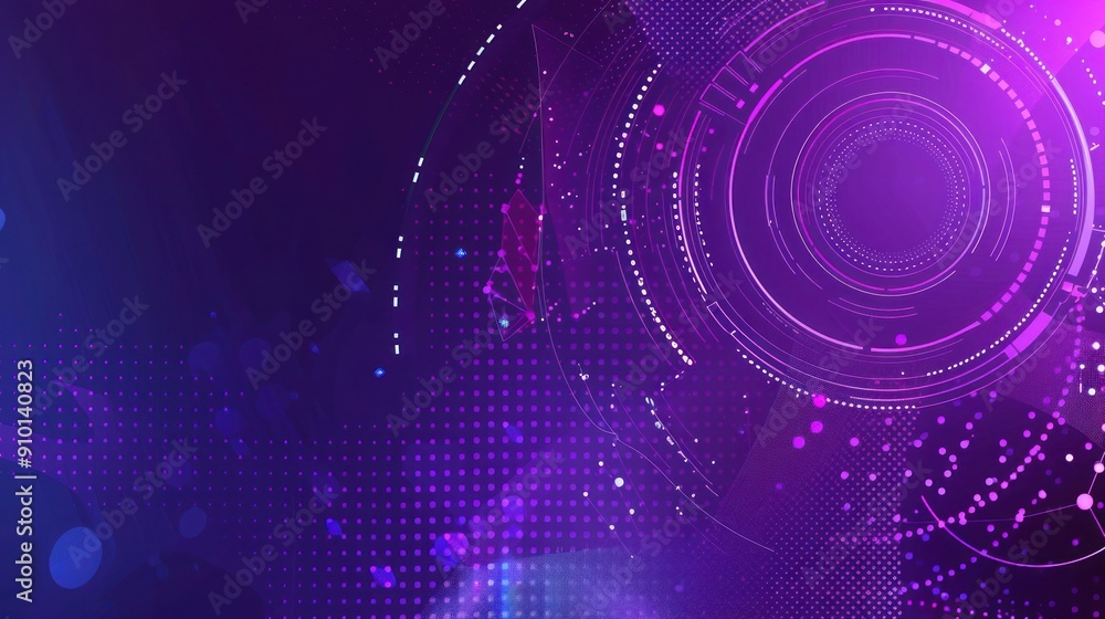 Abstract purple background with circles and dots, technology design vector illustration Abstract purple background with circles and dots, technology design vector illustration