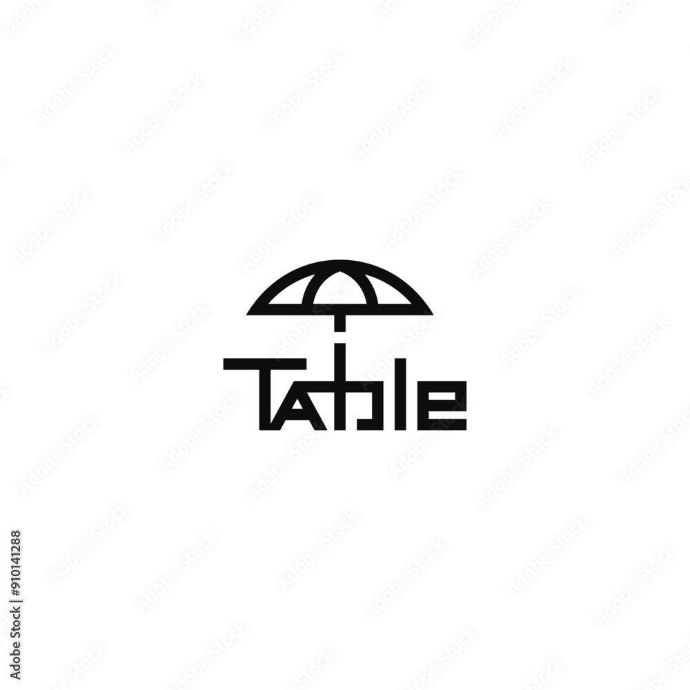 Table on the open terrace text logo design. Table on the open terrace text logo design.