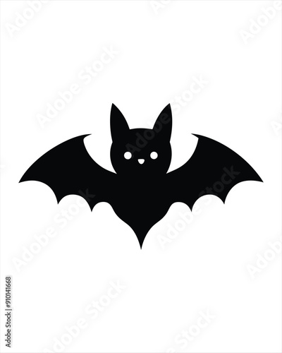 Bat black silhouette icon over white background, vector illustration.