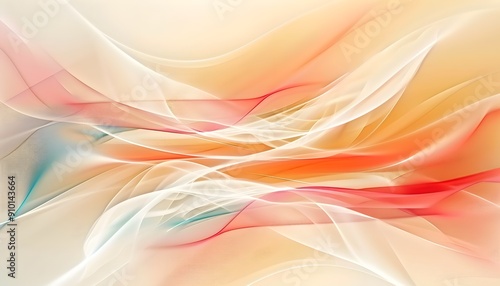 Abstract Background with Peach and White Waves