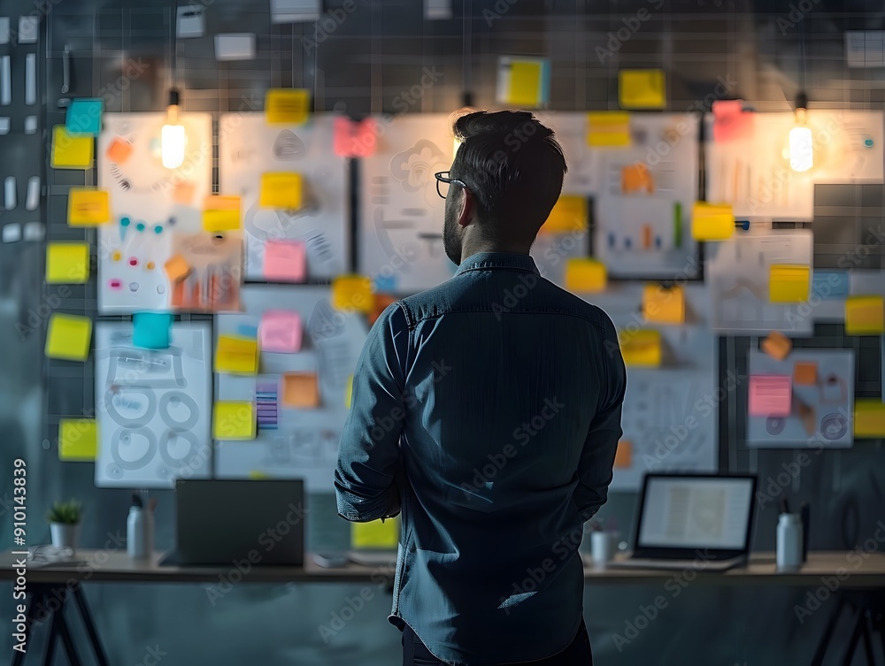 Businessman Collaborating on Digital Whiteboard for Innovative Project Development Businessman Collaborating on Digital Whiteboard for Innovative Project Development