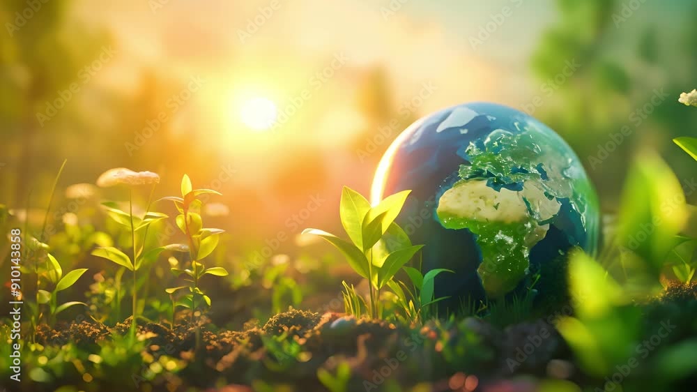 Globe nature and eco friendly environment, World environment and earth day, 3D illustration Globe nature and eco friendly environment, World environment and earth day, 3D illustration