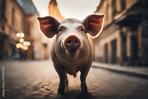 cochon pig rose sow baby porker boar standing young farming agricultural animal herd pet farm eared eye snout cattle ham white photo