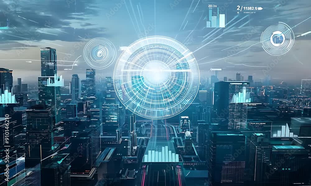 A breathtaking view of a modern city skyline illuminated at twilight with dynamic lighting effects A breathtaking view of a modern city skyline illuminated at twilight with dynamic lighting effects
