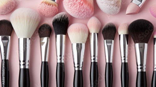 Makeup Brushes Displayed On Black Surface During Daylight